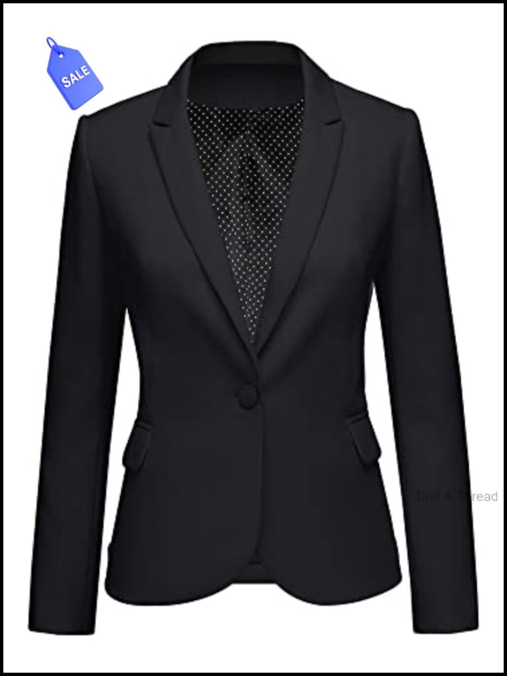 Women's Notch Lapel Button Down Blazer Pockets Formal Work Jacket